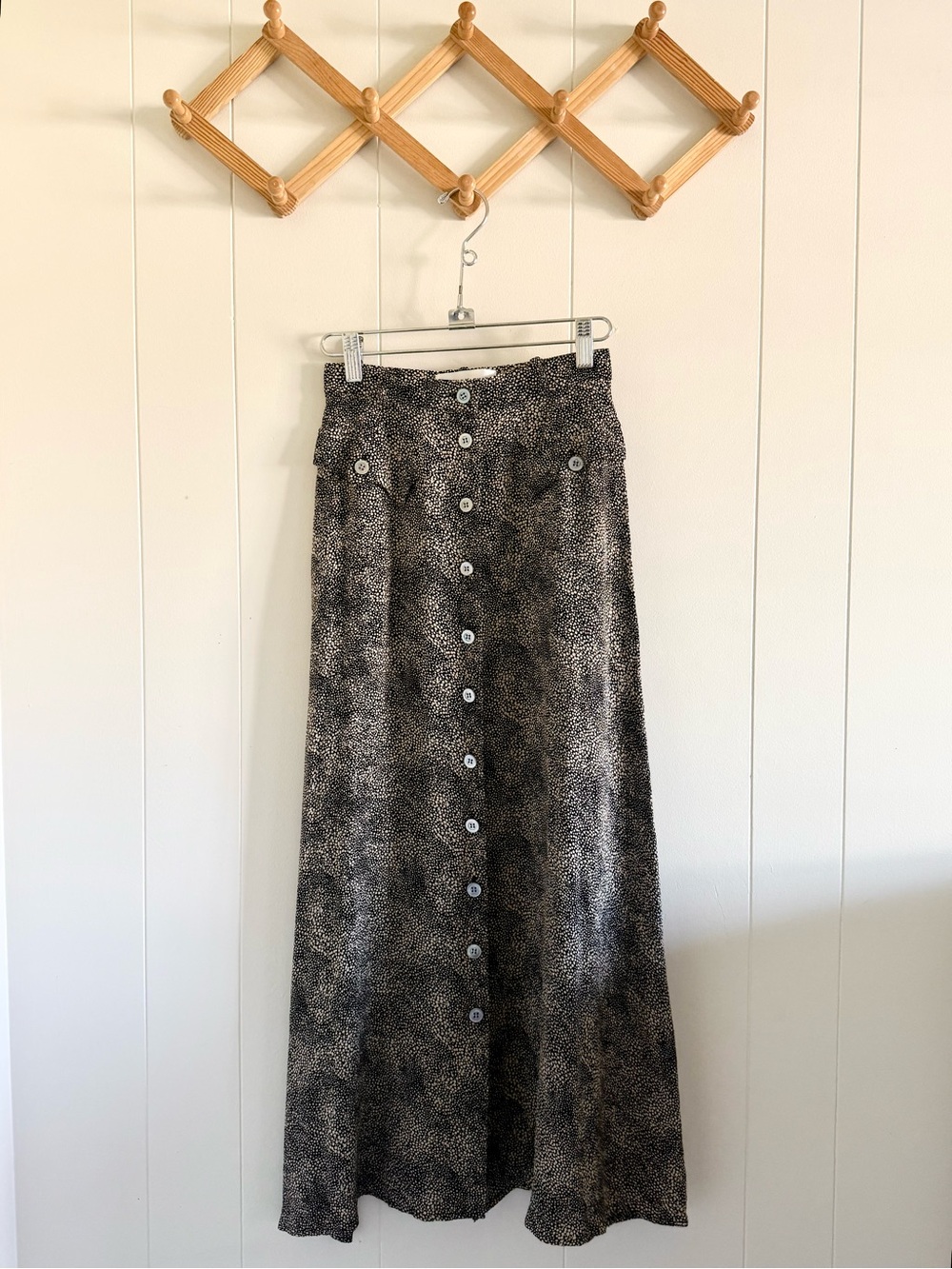 Vintage Anne Klein 100% Silk Button-Front Maxi Skirt